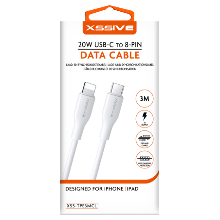 Câble USB-C/Lightning 3m XSSIVE XSS-TPE3MCL | Smarty Paris 1